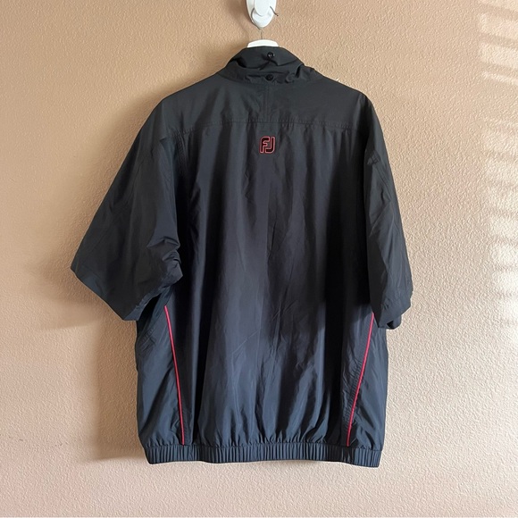 FootJoy Dryjoys Tour Collection Size Large 1/2 Zip Black Red Windbreaker Jacket - Picture 6 of 10
